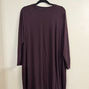 Eileen Fisher Cassis Crew Neck Raglan Long Sleeve Shift Dress Burgundy XL USA
